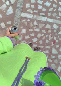 Lime Green Kurta with Purple farshi salwar