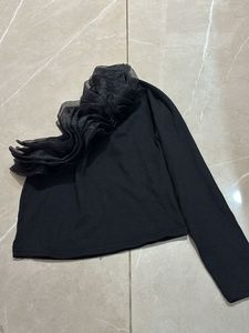 Black sheer sleeve top