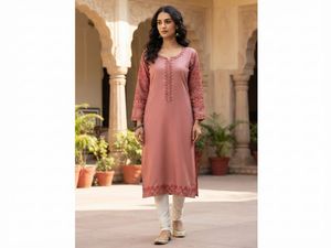 BIBA Dusty Rose Printed Kurti - Size 32