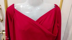 Vibrant Red Off-Shoulder Midi Dress