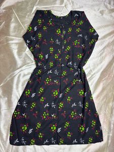 Black Floral Print Kurta