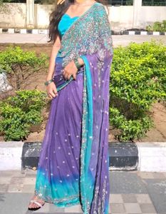 Beautiful Embellished Ombre Saree