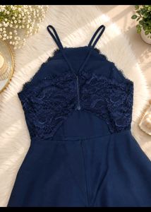 Elegant Navy Blue Lace Dress