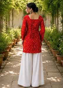 Red Bandhani Print Kurta XS
