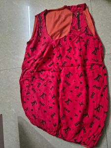 Red Patterned Sleeveless Top