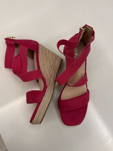 Vibrant Pink Strappy Block Heels