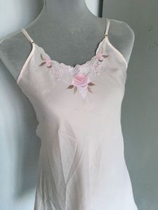 Satin Cami with Rose Embroidery