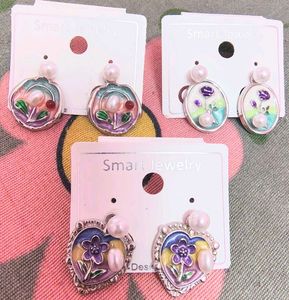 Charming Enamel Flower Earrings