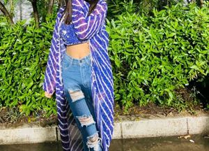 New Crop Top Plazo &amp; Shrug Set For Women