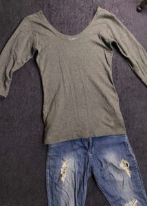 Grey Long Sleeve Top