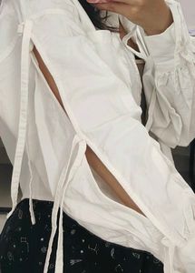 White Cropped Shirt with Balloon Sleeves BRAND NEW