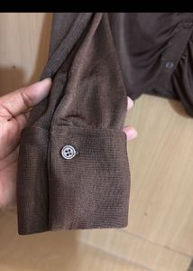 Brown Button-Down Top