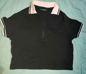 Zudio Black Collared Half Zip Top