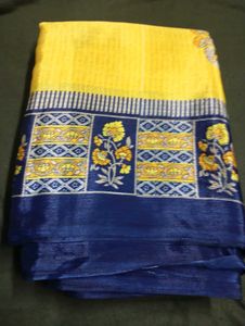 Used Yellow &amp; Blue Floral Saree