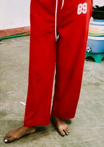 Red Wide Leg Track Pants