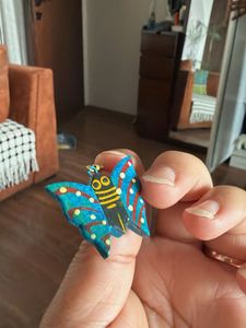 paper mache handmade blue Butterfly Earrings