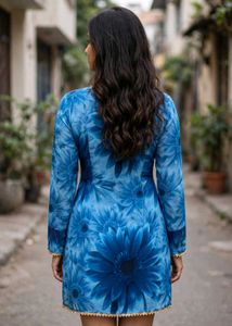 Blue Floral Print Kurta