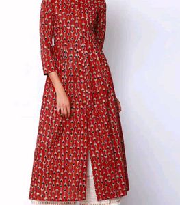 vishudh Red Ethnic Printed Kurta gown