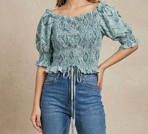 Smocked Off-Shoulder Puff Sleeve Top