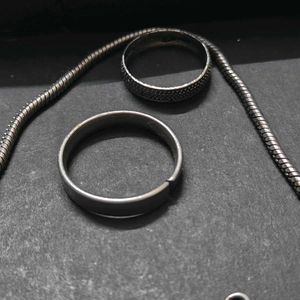 Silver Bracelet &amp; Rings Set