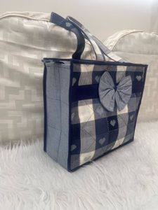 Charming Plaid Tote Bag with Bow