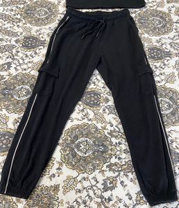 Black Cropped Hoodie &amp; Jogger Set