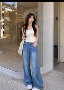 Stylish Wide Leg Blue Jeans
