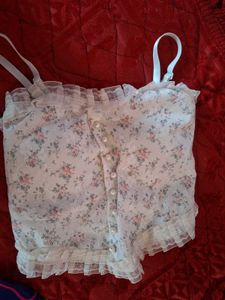 Sweet Floral Lace Trim Camisole Top
