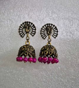 Traditional Peacock Jhumka Earrings - Unused