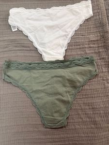 Lace Trim Briefs - White &amp; Green Set