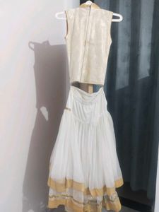 White &amp; Gold Embellished Lehenga Choli Set