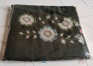 Embroidered Dark Green Saree