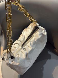 Chic Ruched Clutch with Gold Chain
