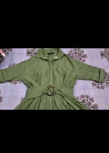 Chic Green Shirt Dress with Belt