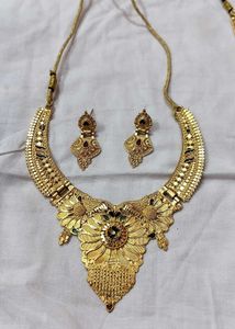 Gold Necklace and Earrings Set