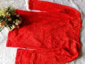Women's Red Lace Full Sleeve Top | Stylish Party W