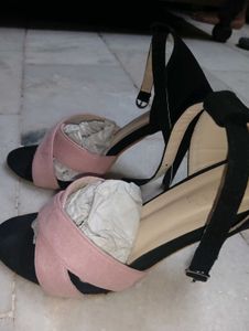 Stylish Pink &amp; Black Block Heels