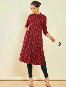Maroon Printed Kurta