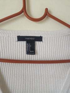 White V-Neck Ribbed Sweater