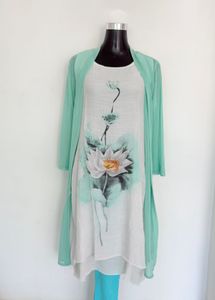 A-line kurta with shrug and pant - three set