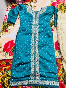 green  Kurta with Cream Pants