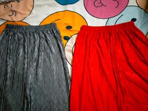 Pleated Palazzos - Grey &amp; Red Set