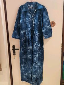 Elegant Blue Printed Ethnic Gown