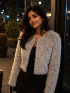 Soft Grey Faux Fur Jacket
