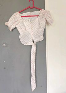 Cute Pink Patterned Crop Top