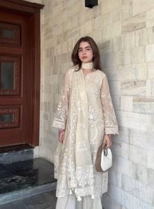 Elegant Cream Embroidered Kurta Set
