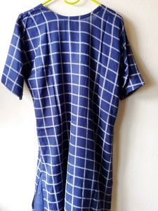 Brand New Blue Checked Round Neck Kurta( From Abroad)
