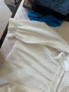 Cream Textured Puff Sleeve Blouse