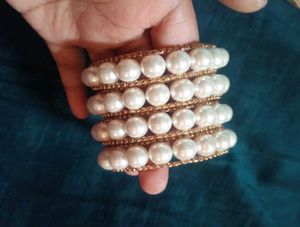 Elegant Pearl Bangle Set 4 Pic