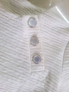 Chic Textured White Button Top